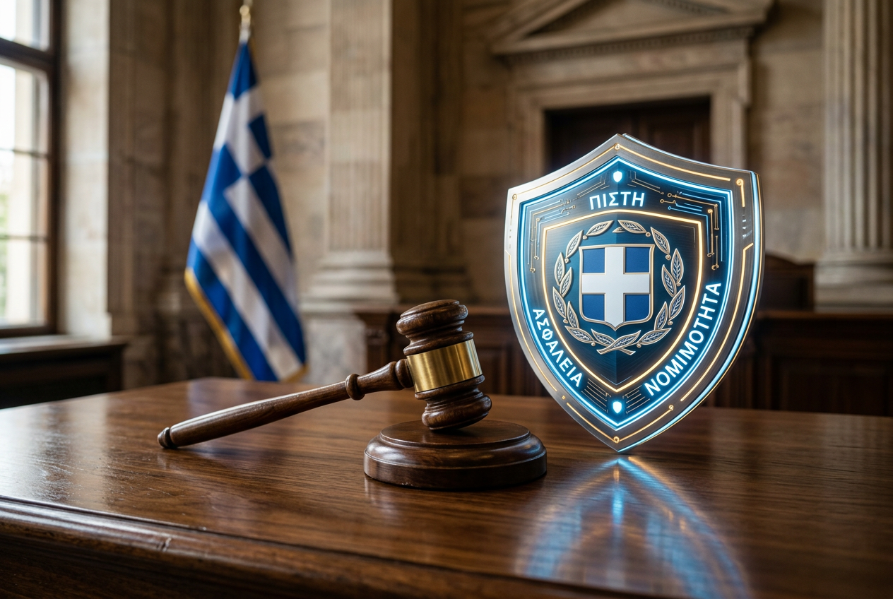 A symbolic representation of security and legal trust in the Greek gaming market.